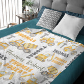 Personalized Name Construction Vehicles Baby Blanket